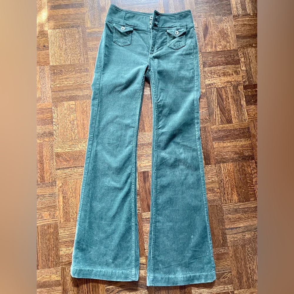 Anthro Pilcro and the Letterpress high-rise trouser bootcut.